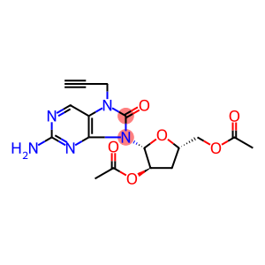 2-Amino-7-propargyl-7,8-dihydro-8-oxo-9-(beta-D-2,5-di-O-acetyl-3-deoxy-ribofuranosyl)purine