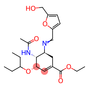1-Cyclohexene-1-carboxylic acid, 4-(acetylamino)-3-(1-ethylpropoxy)-5-[[[5-(hydroxymethyl)-2-furanyl]methylene]amino]-, ethyl ester, (3S,4R,5S)-