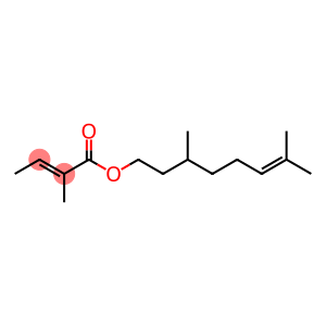 2-Butenoic acid, 2-methyl-, 3,7-dimethyl-6-octen-1-yl ester, (2E)-