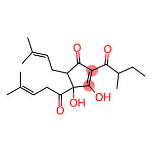 3,4-dihydroxy-5-(3-methylbut-2-enyl)-2-(2-methyl-1-oxobutyl)-4-(4-methyl-1-oxopent-3-enyl)cyclopent-2-en-1-one