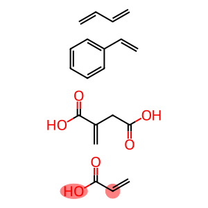 Ethenylbenzene, 1,3-butadiene, methylenebutanedioic acid, 2-propenoic acid polymer
