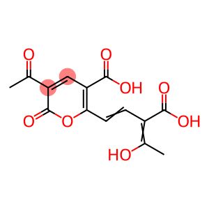 3-Acetyl-6-(3-carboxy-4-hydroxy-1,3-pentadienyl)-2-oxo-2H-pyran-5-carboxylic acid