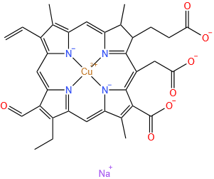 copper(2+) trisodium 3-[(2S,3S)-20-(carboxylatomethyl)-18-(dioxidomethylidene)-8-ethenyl-13-ethyl-3,7,12,17-tetramethyl-3,18-dihydro-2H-porphin-23-id-2-yl]propanoate