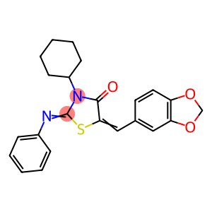 5-(1,3-benzodioxol-5-ylmethylene)-3-cyclohexyl-2-(phenylimino)-1,3-thiazolidin-4-one