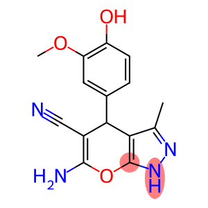 6-amino-4-(4-hydroxy-3-methoxyphenyl)-3-methyl-1,4-dihydropyrano[2,3-c]pyrazole-5-carbonitrile