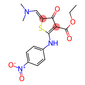 ethyl 5-[(dimethylamino)methylene]-2-{4-nitroanilino}-4-oxo-4,5-dihydro-3-thiophenecarboxylate
