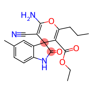 ethyl 6-amino-5-cyano-1',3'-dihydro-5'-methyl-2'-oxo-2-propylspiro[4H-pyran-4,3'-(2'H)-indole]-3-carboxylate