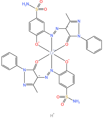Hydrogen bis[3-[(4,5-dihydro-3-methyl-5-oxo-1-phenyl-1H-pyrazol-4-yl)azo]-4-hydroxybenzene-1-sulfonamidato(2-)]chromate(1-)