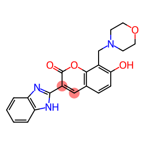 2H-1-Benzopyran-2-one, 3-(1H-benzimidazol-2-yl)-7-hydroxy-8-(4-morpholinylmethyl)-