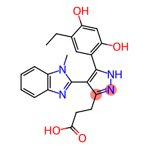 3-[3-(5-ethyl-2,4-dihydroxyphenyl)-4-(1-methyl-1H-benzimidazol-2-yl)-1H-pyrazol-5-yl]propanoic acid