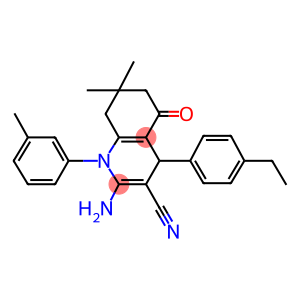 2-amino-4-(4-ethylphenyl)-7,7-dimethyl-1-(3-methylphenyl)-5-oxo-1,4,5,6,7,8-hexahydro-3-quinolinecarbonitrile