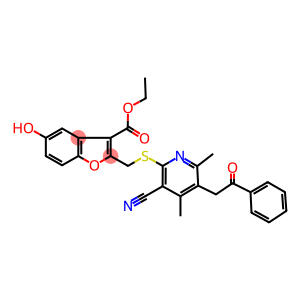 ethyl 2-({[3-cyano-4,6-dimethyl-5-(2-oxo-2-phenylethyl)-2-pyridinyl]sulfanyl}methyl)-5-hydroxy-1-benzofuran-3-carboxylate