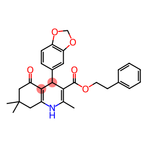 2-phenylethyl 4-(1,3-benzodioxol-5-yl)-2,7,7-trimethyl-5-oxo-1,4,5,6,7,8-hexahydro-3-quinolinecarboxylate