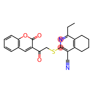 1-ethyl-3-{[2-oxo-2-(2-oxo-2H-chromen-3-yl)ethyl]sulfanyl}-5,6,7,8-tetrahydro-4-isoquinolinecarbonitrile