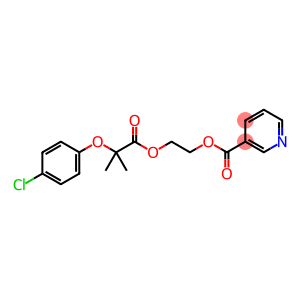 Nicotinicacid, 2-hydroxyethyl ester 2-(p-chlorophenoxy)-2-methylpropionate (ester)