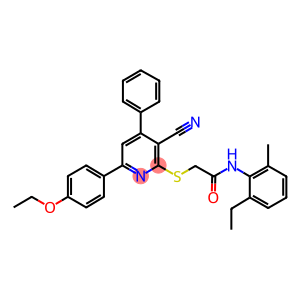 2-{[3-cyano-6-(4-ethoxyphenyl)-4-phenyl-2-pyridinyl]sulfanyl}-N-(2-ethyl-6-methylphenyl)acetamide