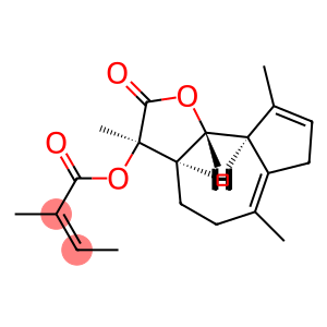 (Z)-2-Methyl-2-butenoic acid (3R)-2,3,3aβ,4,5,7,9aβ,9bα-octahydro-3,6,9-trimethyl-2-oxoazuleno[4,5-b]furan-3α-yl ester