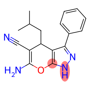 Pyrano[2,3-c]pyrazole-5-carbonitrile, 6-amino-1,4-dihydro-4-(2-methylpropyl)-3-phenyl-