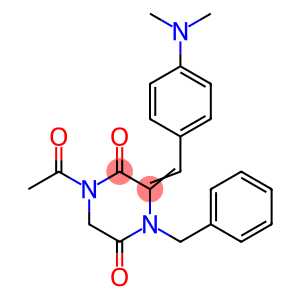 1-ACETYL-4-BENZYL-3-([4-(DIMETHYLAMINO)PHENYL]METHYLENE)TETRAHYDRO-2,5-PYRAZINEDIONE