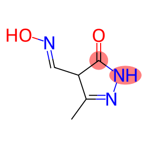 1H-Pyrazole-4-carboxaldehyde, 4,5-dihydro-3-methyl-5-oxo-, 4-oxime (9CI)