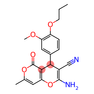 4H,5H-Pyrano[4,3-b]pyran-3-carbonitrile, 2-amino-4-(3-methoxy-4-propoxyphenyl)-7-methyl-5-oxo-
