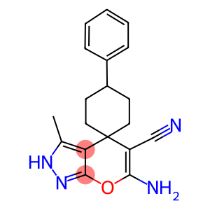 6-amino-5-cyano-3-methyl-2,4-dihydro-1'-phenylspiro[pyrano[2,3-c]pyrazole-4,4'-cyclohaxane]
