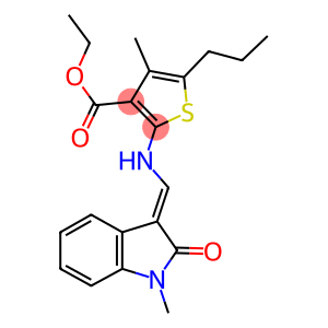 ethyl 4-methyl-2-{[(1-methyl-2-oxo-1,2-dihydro-3H-indol-3-ylidene)methyl]amino}-5-propyl-3-thiophenecarboxylate