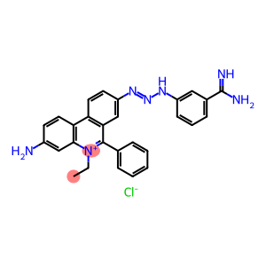 Isometamidium chloride 3-[2-(3-Amino-5-ethyl-6-phenylphenanthridin-5-ium-8-yl)iminohydrazinyl]benzenecarboximidamide chloride