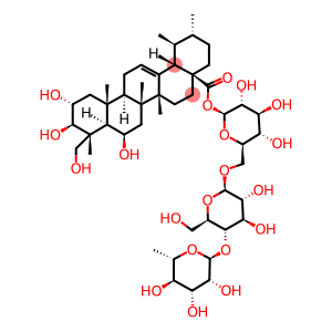 6-deoxyhexopyranosyl-(1->4)hexopyranosyl-(1->6)-1-O-(2,3,6,23-tetrahydroxy-28-oxours-12-en-28-yl)hexopyranose
