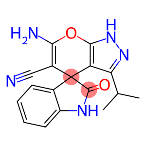 6-amino-5-cyano-3-isopropyl-1,4-dihydro-2'-oxospiro(pyrano[2,3-c]pyrazole-4,3'-indoline)