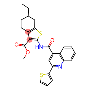 methyl 6-ethyl-2-({[2-(2-thienyl)-4-quinolinyl]carbonyl}amino)-4,5,6,7-tetrahydro-1-benzothiophene-3-carboxylate