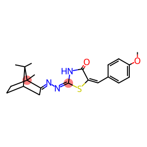5-(4-methoxybenzylidene)-2-[(1,7,7-trimethylbicyclo[2.2.1]hept-2-ylidene)hydrazono]-1,3-thiazolidin-4-one