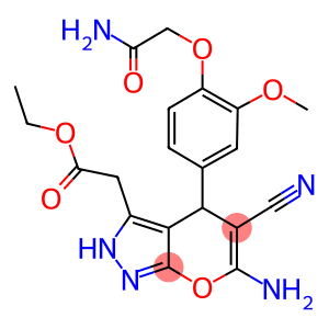 ethyl 2-{6-amino-4-[4-(2-amino-2-oxoethoxy)-3-methoxyphenyl]-5-cyano-2,4-dihydropyrano[2,3-c]pyrazol-3-yl}acetate