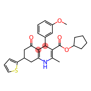 cyclopentyl 4-(3-methoxyphenyl)-2-methyl-5-oxo-7-(2-thienyl)-1,4,5,6,7,8-hexahydro-3-quinolinecarboxylate