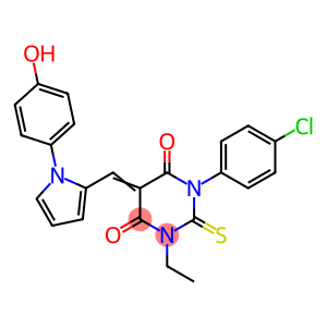 1-(4-chlorophenyl)-3-ethyl-5-{[1-(4-hydroxyphenyl)-1H-pyrrol-2-yl]methylene}-2-thioxodihydropyrimidine-4,6(1H,5H)-dione
