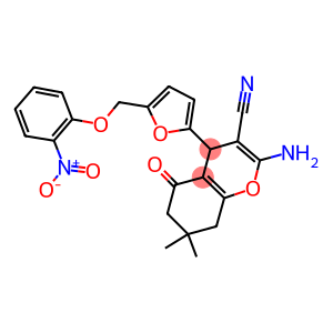 2-amino-4-[5-({2-nitrophenoxy}methyl)-2-furyl]-7,7-dimethyl-5-oxo-5,6,7,8-tetrahydro-4H-chromene-3-carbonitrile