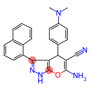 6-amino-4-[4-(dimethylamino)phenyl]-3-(1-naphthyl)-1,4-dihydropyrano[2,3-c]pyrazole-5-carbonitrile