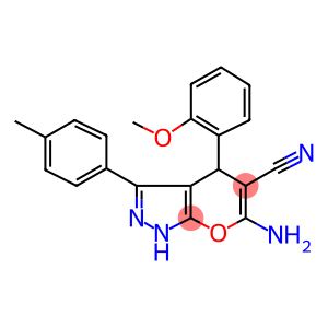 6-amino-4-(2-methoxyphenyl)-3-(4-methylphenyl)-1,4-dihydropyrano[2,3-c]pyrazole-5-carbonitrile