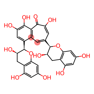 3,4,6-Trihydroxy-1,8-bis(3,4-dihydro-3α,5,7-trihydroxy-2H-1-benzopyran-2α-yl)-5H-benzocycloheptene-5-one