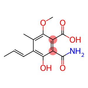 Benzoic acid, 2-(aminocarbonyl)-3-hydroxy-6-methoxy-5-methyl-4-(1E)-1-propen-1-yl-