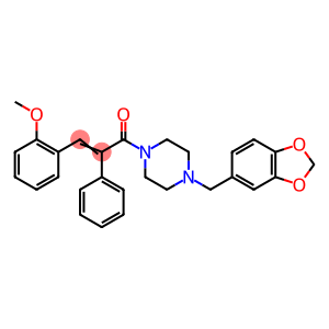 (2E)-1-{4-[(2H-1,3-benzodioxol-5-yl)methyl]piperazin-1-yl}-3-(2-methoxyphenyl)-2-phenylprop-2-en-1-one