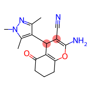 2-amino-5-oxo-4-(1,3,5-trimethyl-1H-pyrazol-4-yl)-5,6,7,8-tetrahydro-4H-chromene-3-carbonitrile