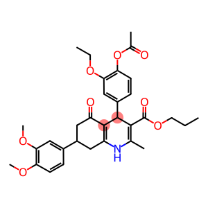 propyl 4-[4-(acetyloxy)-3-ethoxyphenyl]-7-(3,4-dimethoxyphenyl)-2-methyl-5-oxo-1,4,5,6,7,8-hexahydro-3-quinolinecarboxylate
