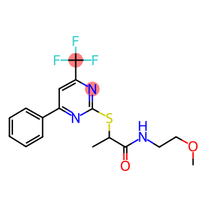 N-(2-methoxyethyl)-2-{[4-phenyl-6-(trifluoromethyl)-2-pyrimidinyl]sulfanyl}propanamide