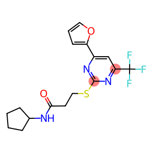 N-cyclopentyl-3-{[4-(2-furyl)-6-(trifluoromethyl)-2-pyrimidinyl]sulfanyl}propanamide