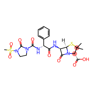 3,3-dimethyl-7-((2-((3-methylsulfonyl-2-oxo-imidazolidin-1-yl)carbonylamino)-2-phenyl-acetyl)amino)-6-oxo-2-thia-5-azabicyclo(3.2.0)heptane-4-carboxylic acid