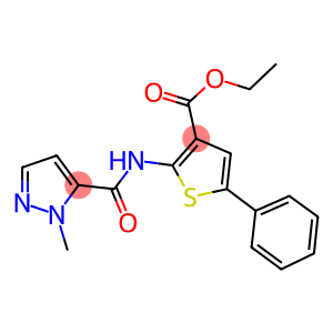 ethyl 2-{[(1-methyl-1H-pyrazol-5-yl)carbonyl]amino}-5-phenyl-3-thiophenecarboxylate