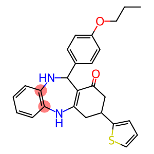 11-(4-propoxyphenyl)-3-(thiophen-2-yl)-2,3,4,5,10,11-hexahydro-1H-dibenzo[b,e][1,4]diazepin-1-one