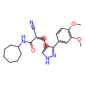2-cyano-N-cycloheptyl-3-[3-(3,4-dimethoxyphenyl)-1H-pyrazol-4-yl]acrylamide