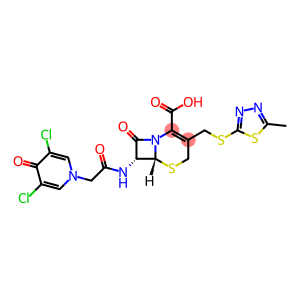 (6R,7R)-7-{[(3,5-Dichloro-4-oxopyridin-1(4H)-yl)acetyl]amino}-3-{[(5-methyl-1,3,4-thiadiazol-2-yl)sulfanyl]methyl}-8-oxo-5-thia-1-azabicyclo[4.2.0]oct-2-ene-2-carboxylic acid